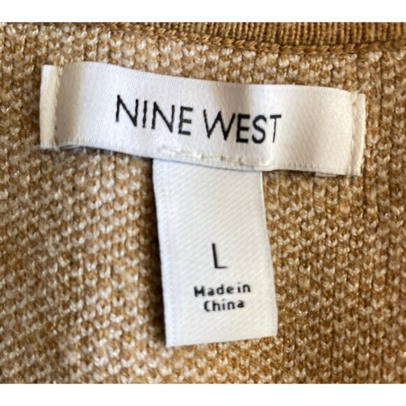 Nine West Womens Size Large Brown & White Animal Print Long Sleeve Sweater - Picture 9 of 12